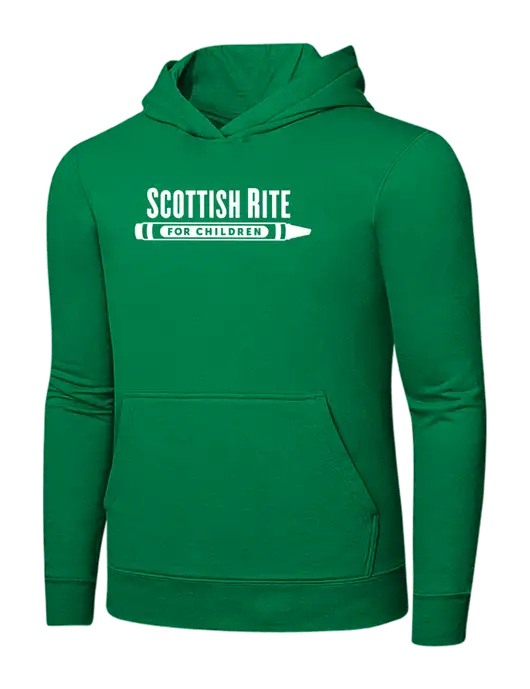 Dark Kelly Green 7.8 oz Ring Spun Hooded Sweatshirt w/Scottish Rite for Children Logo