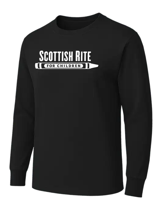 Black Heavyweight Long Sleeve 6.1 oz T-Shirt w/Scottish Rite for Children Logo