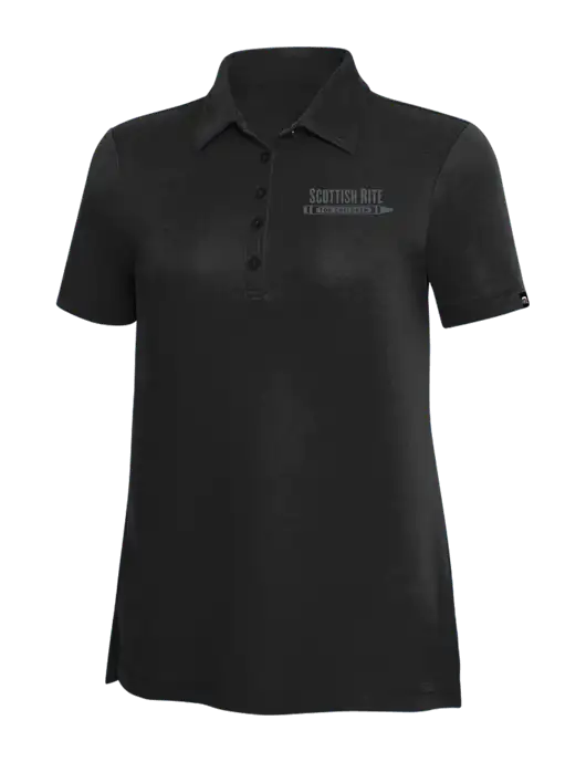 TravisMathew Black Solid Womens Oceanside Polo w/Scottish Rite for Children Logo