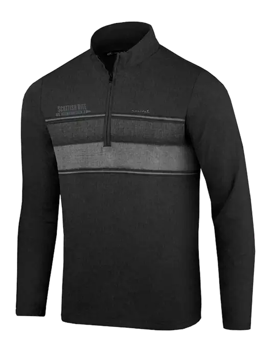 TravisMathew Black Balboa Chest Stripe Quarter Zip w/Scottish Rite for Children Logo