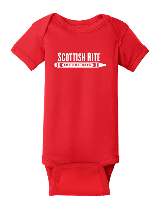 Rabbit Skins Red Infant Short Sleeve Baby Rib Bodysuit w/Scottish Rite for Children Logo