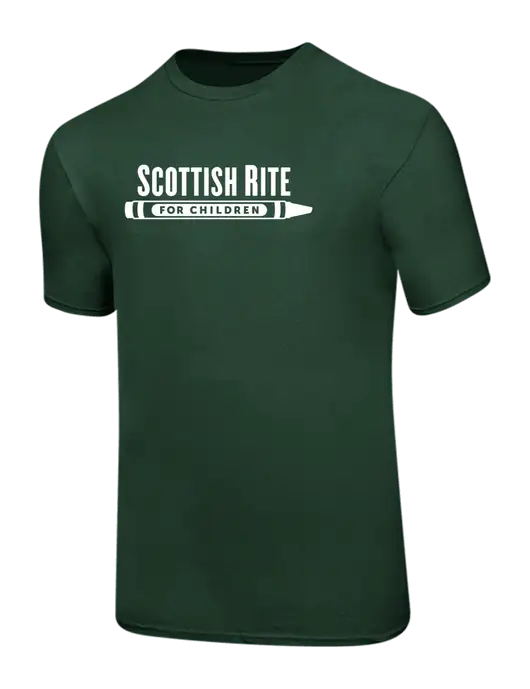 Ring Spun Forest Green 4.5 oz T-Shirt w/Scottish Rite for Children Logo