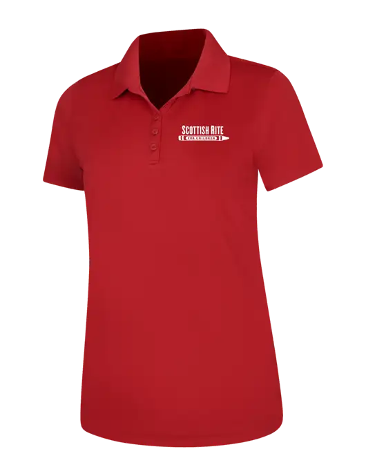 Red Womens Dry Zone UV Mesh Polo w/Scottish Rite for Children Logo