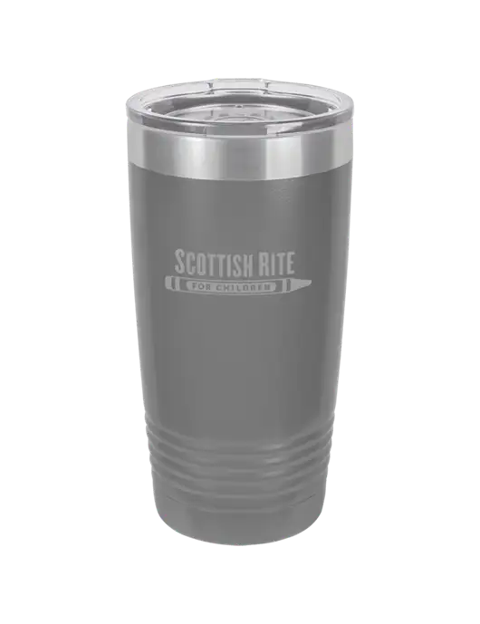 Polar Camel 20 oz Powder Coated Grey Vacuum Insulated Tumbler  w/Scottish Rite for Children Logo