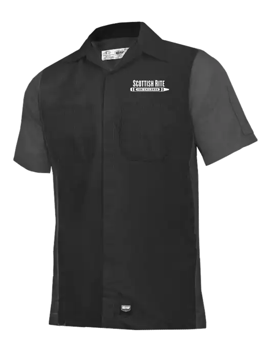 Red Kap Black/Charcoal Short Sleeve Ripstop Crew Shirt w/Scottish Rite for Children Logo