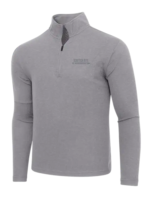 Adidas Medium Grey Melange 3 Stripes Quarter Zip Sweater w/Scottish Rite for Children Logo