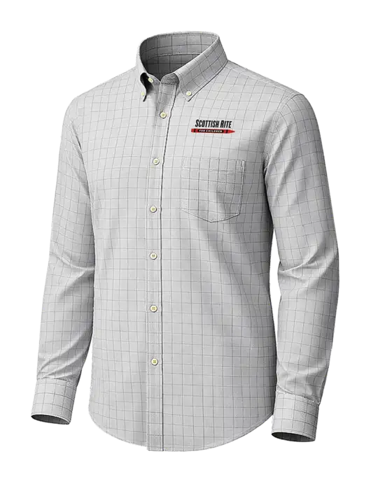 Brooks Brothers Wrinkle-Free Stretch Light Grey Patterned Shirt w/Scottish Rite for Children Logo