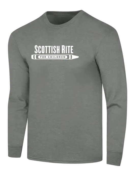 Simply Soft Long Sleeve Heathered Charcoal 4.5 oz, Poly/Combed Ring Spun Cotton T-Shirt w/Scottish Rite for Children Logo