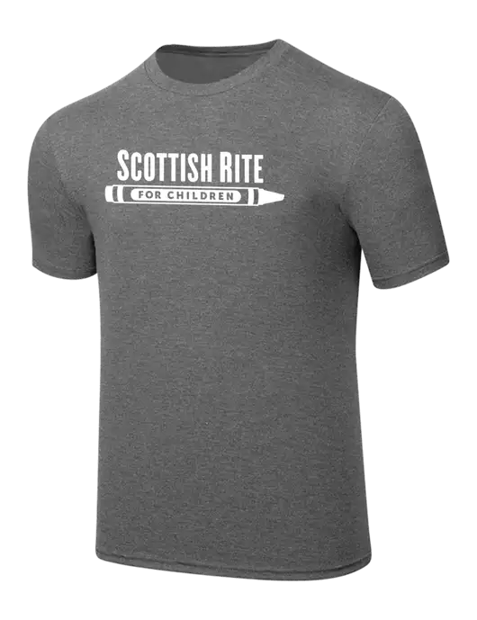 Simply Soft Heathered Medium Grey 4.5oz  Poly/Combed Ring Spun Cotton T-Shirt w/Scottish Rite for Children Logo