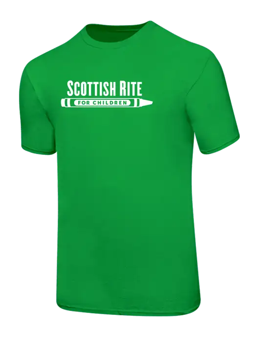 Ring Spun Light Kelly Green 4.5 oz T-Shirt w/Scottish Rite for Children Logo