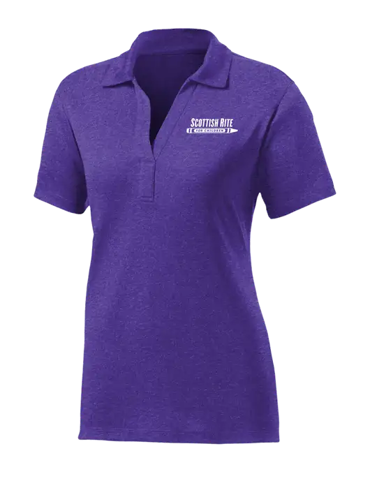 Womens Purple Heather Contender Polo w/Scottish Rite for Children Logo