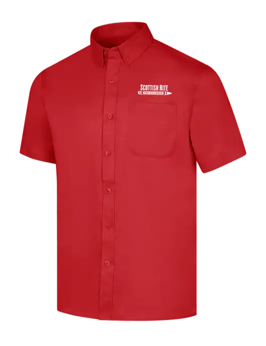 Short Sleeve Red Superpro React Twill Shirt w/Scottish Rite for Children Logo