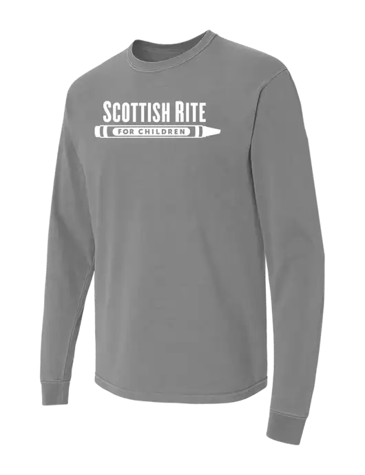 Comfort Colors Garment-Dyed Medium Grey Heavyweight Long Sleeve T-Shirt w/Scottish Rite for Children Logo