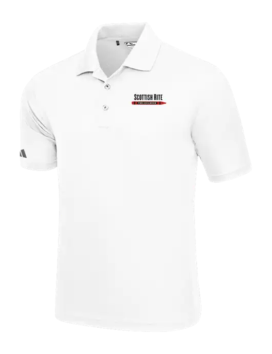 Adidas White Basic Sport Polo w/Scottish Rite for Children Logo