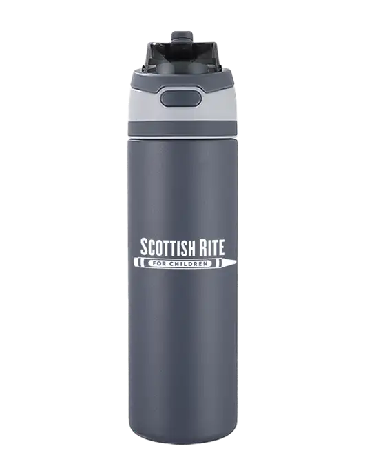 Medium Dark Grey Sip or Flip 24oz Vacuum Insulated Stainless Steel Bottle  w/Scottish Rite for Children Logo