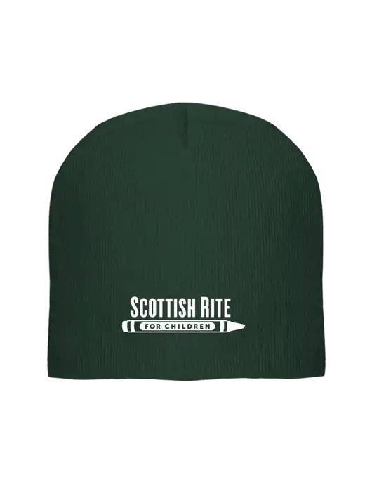Solid Dark Green Element Knit Beanie  w/Scottish Rite for Children Logo