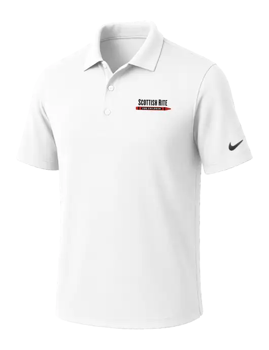 NIKE White Dri-Fit Micro Pique Polo w/Scottish Rite for Children Logo
