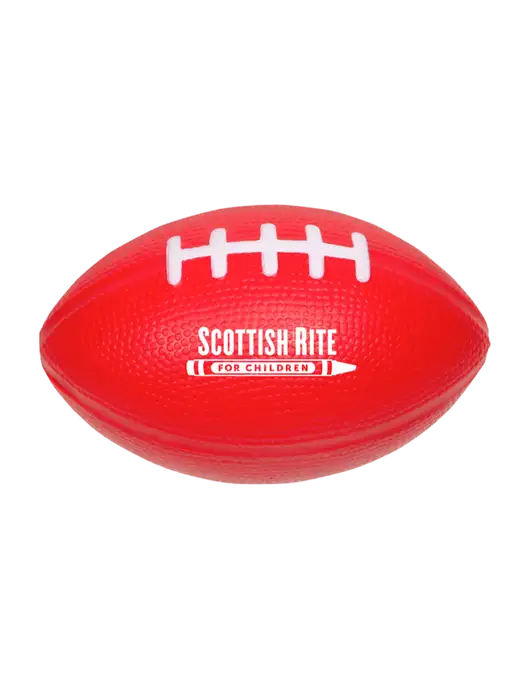 Red Stress Reliever Football w/Scottish Rite for Children Logo