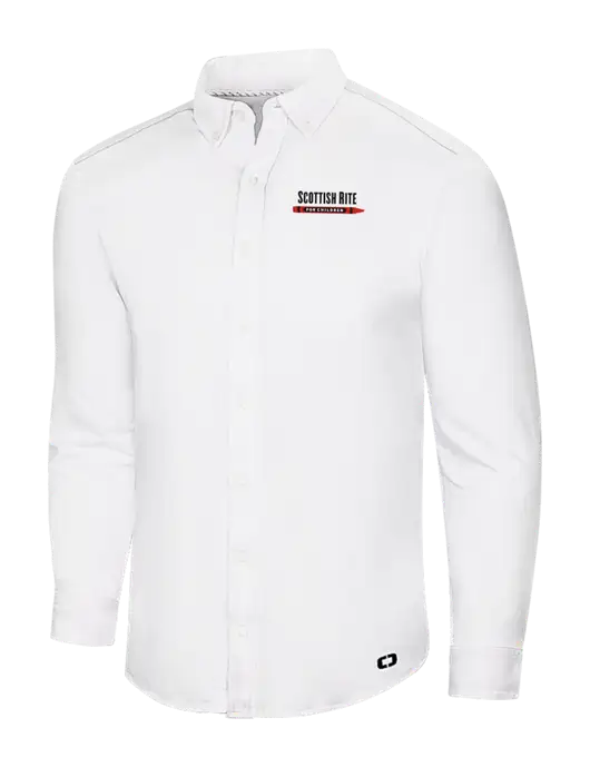 OGIO Bright White Modern Code Stretch Button-Up Shirt w/Scottish Rite for Children Logo