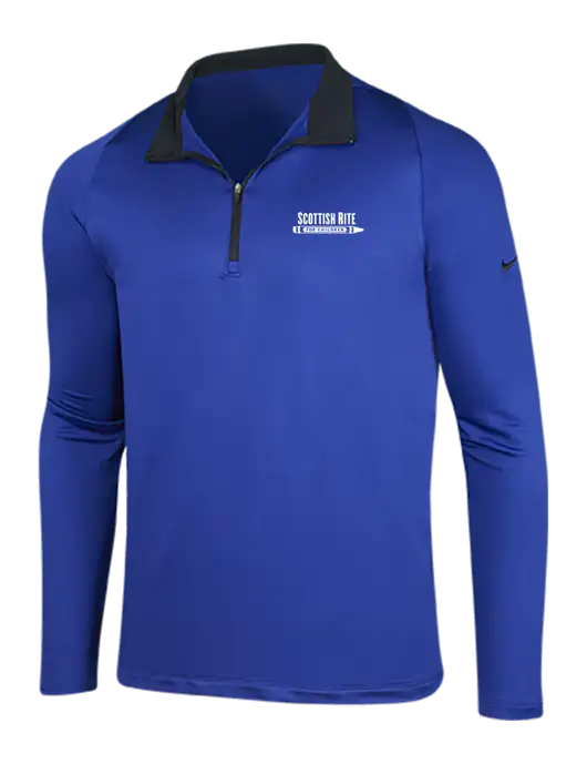 NIKE Deep Royal/Black Dry-Fit Stretch 1/2 Zip Cover-Up w/Scottish Rite for Children Logo