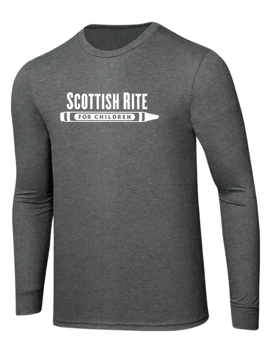 Simply Soft Long Sleeve Medium Grey Frost 4.5 oz, Poly/Combed Ring Spun Cotton T-Shirt w/Scottish Rite for Children Logo