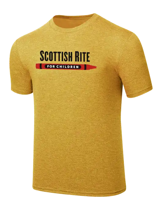 Simply Soft Yellow Gold Heathered 4.5oz Poly/Combed Ring Spun Cotton T-Shirt
 w/Scottish Rite for Children Logo