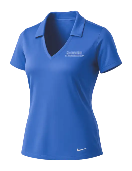 NIKE Light Royal Womens Dri-Fit Vertical Mesh Polo w/Scottish Rite for Children Logo