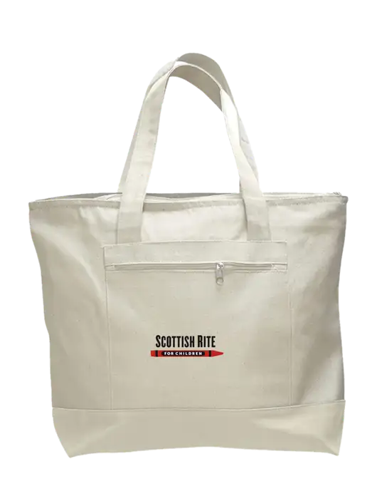 Natural Zippered Tote  w/Scottish Rite for Children Logo