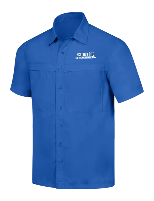 Dark Royal Short Sleeve UV Daybreak Shirt w/Scottish Rite for Children Logo