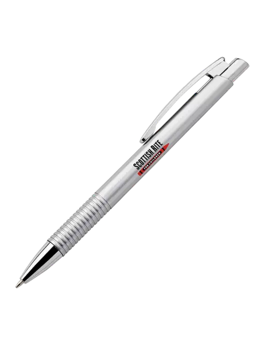 Malay Silver Ballpoint Pen - Blue Ink w/Scottish Rite for Children Logo