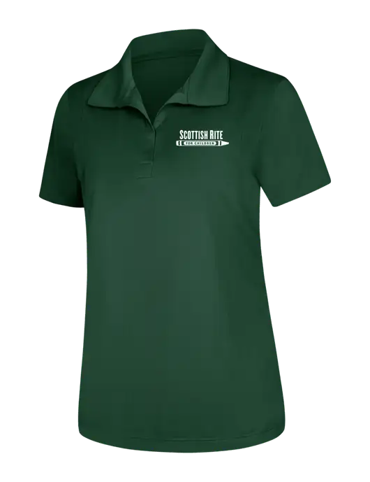 Womens Dark Green Micropique Sport-Wick Polo w/Scottish Rite for Children Logo