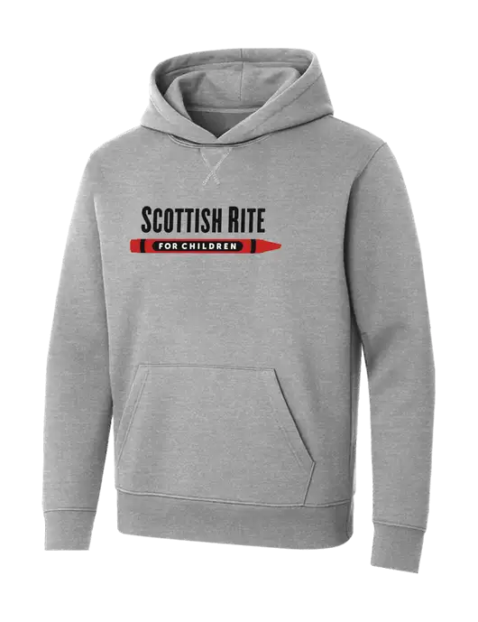 Allmade Granite Grey Heather Organic French Terry Pullover Hoodie w/Scottish Rite for Children Logo