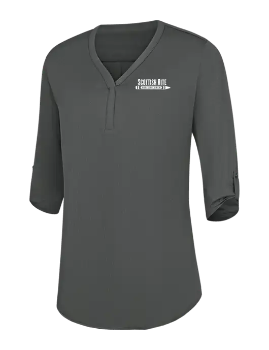 Womens Dark Grey City Stretch 3/4-Sleeve Tunic w/Scottish Rite for Children Logo