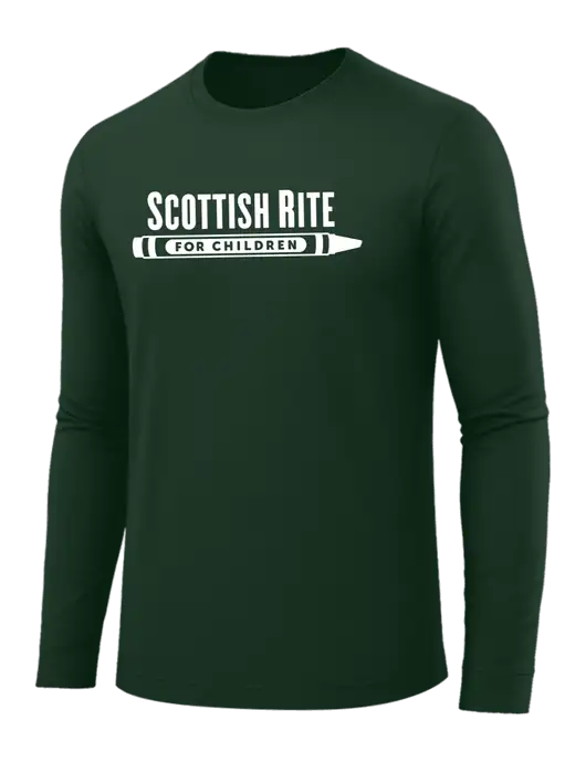 Long Sleeve Dark Green PosiCharge Competitor Tee w/Scottish Rite for Children Logo
