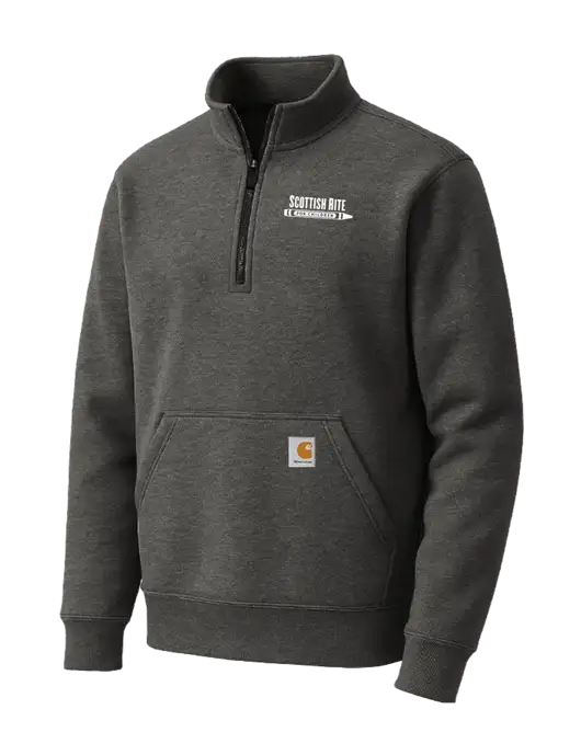 Carhartt Very Dark Heather Grey Midweight 1/4-Zip Mock Neck Sweatshirt w/Scottish Rite for Children Logo