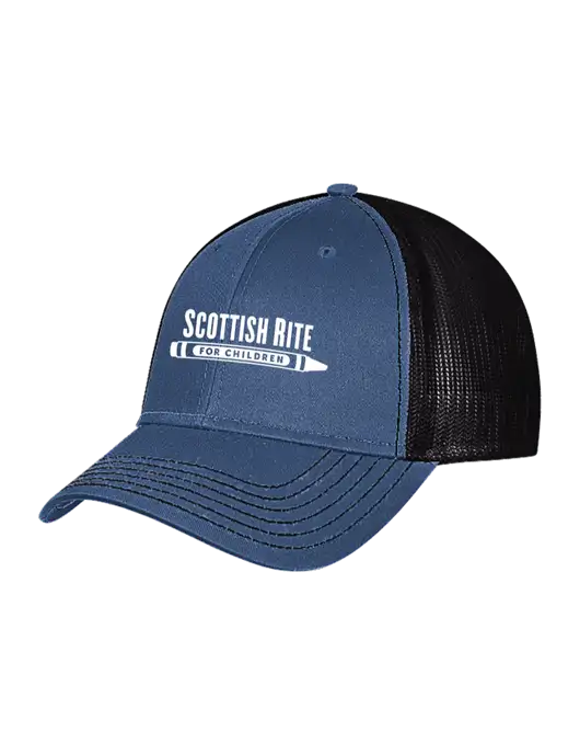 Dark Royal/Black Mesh Trucker Cap Snap Back w/Scottish Rite for Children Logo