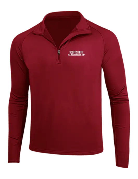 Red Sport Wick Stretch 1/4 Zip Pullover w/Scottish Rite for Children Logo