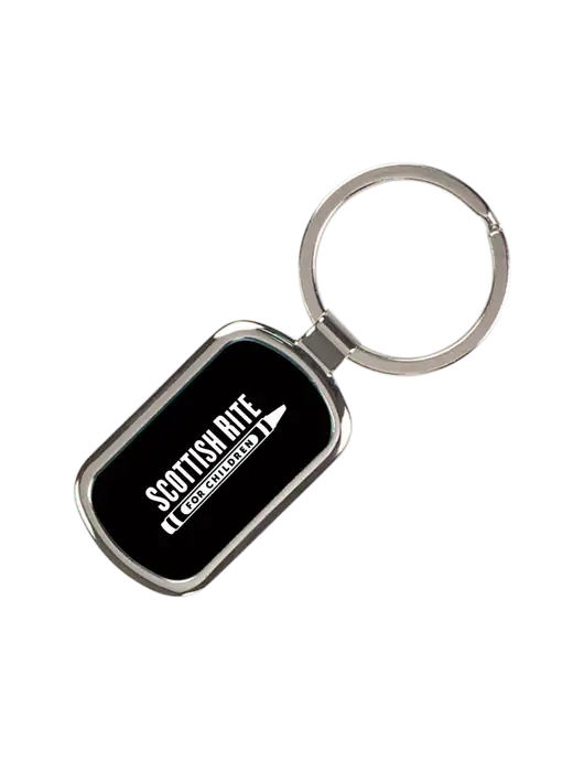 Black Laserable Rectangle Keychain w/Scottish Rite for Children Logo