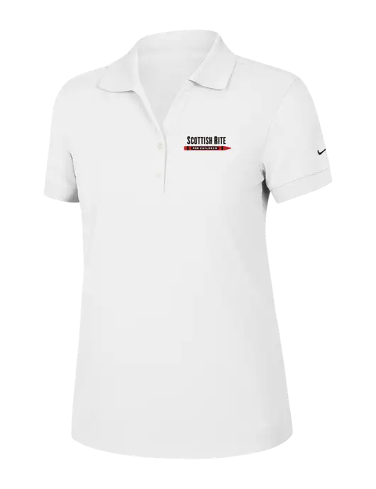 Nike Womens Dri-FIT Classic White Polo w/Scottish Rite for Children Logo