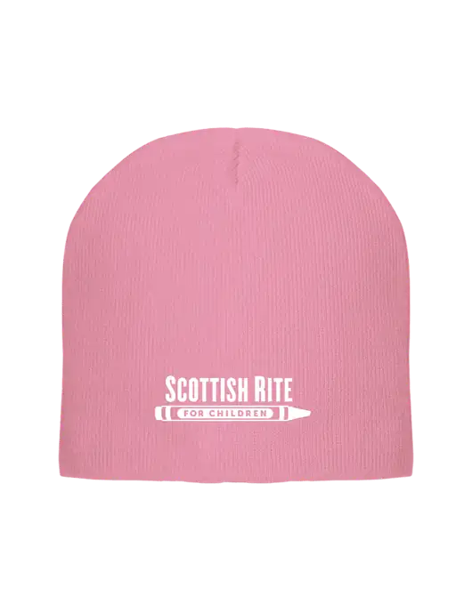 Solid Light Pink Element Knit Beanie w/Scottish Rite for Children Logo