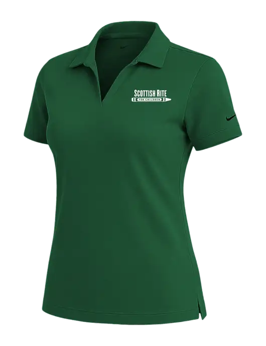 NIKE Dark Green Womens Dri-Fit Micro Pique Polo w/Scottish Rite for Children Logo