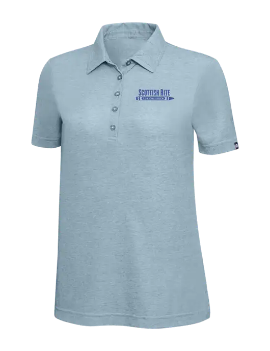 TravisMathew Light Blue Heather Womens  Oceanside Polo w/Scottish Rite for Children Logo