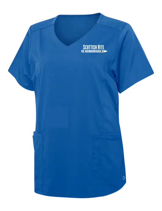 Wink Royal Womens Premiere Flex Mock Wrap Top w/Scottish Rite for Children Logo