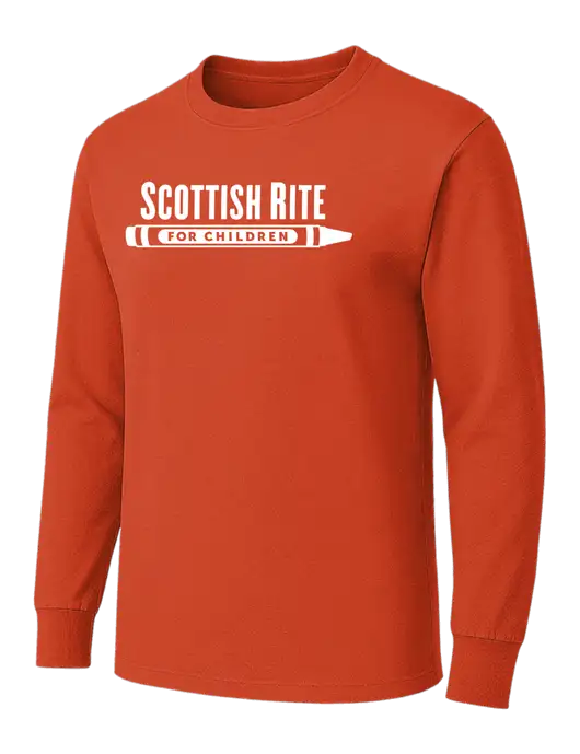 Orange Heavyweight Long Sleeve 6.1 oz T-Shirt w/Scottish Rite for Children Logo
