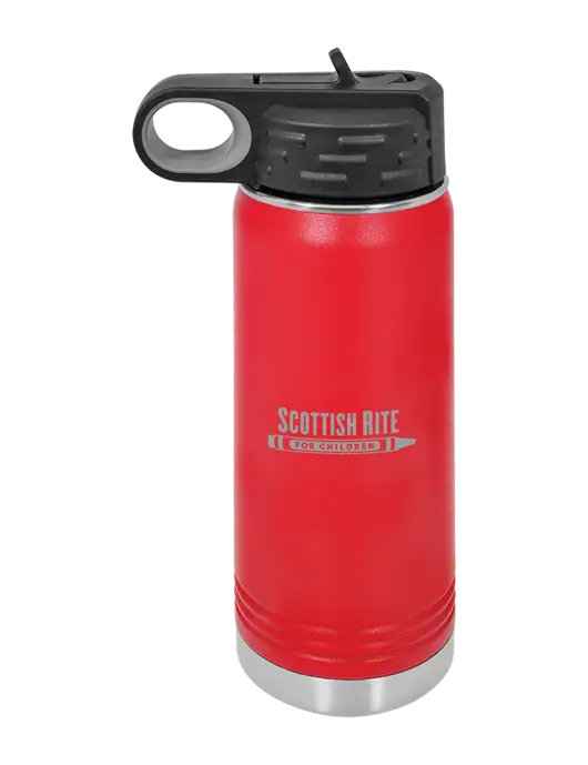Polar Camel 20 oz Powder Coated Red Vacuum Insulated Water Bottle w/Scottish Rite for Children Logo