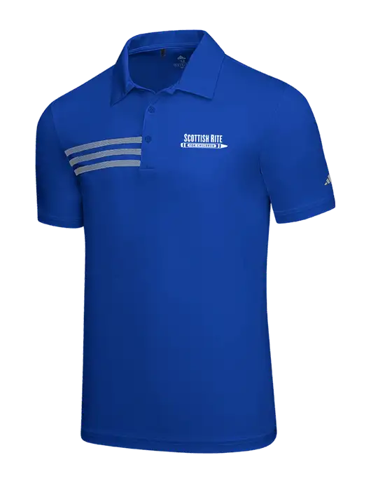 Adidas Royal 3 Stripes Chest Polo w/Scottish Rite for Children Logo