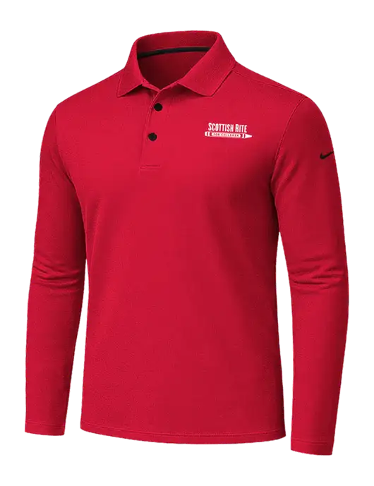 Nike Red Dri-FIT Micro Pique 2.0 Long Sleeve Polo w/Scottish Rite for Children Logo