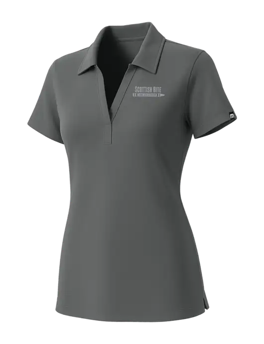 TravisMathew Womens Grey Glenview Solid Polo w/Scottish Rite for Children Logo