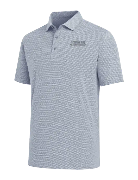 Callaway All-Over Stitched Medium Grey Chev Polo  w/Scottish Rite for Children Logo