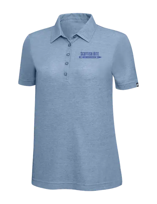 TravisMathew Slate Blue Heather Womens Oceanside Polo w/Scottish Rite for Children Logo
